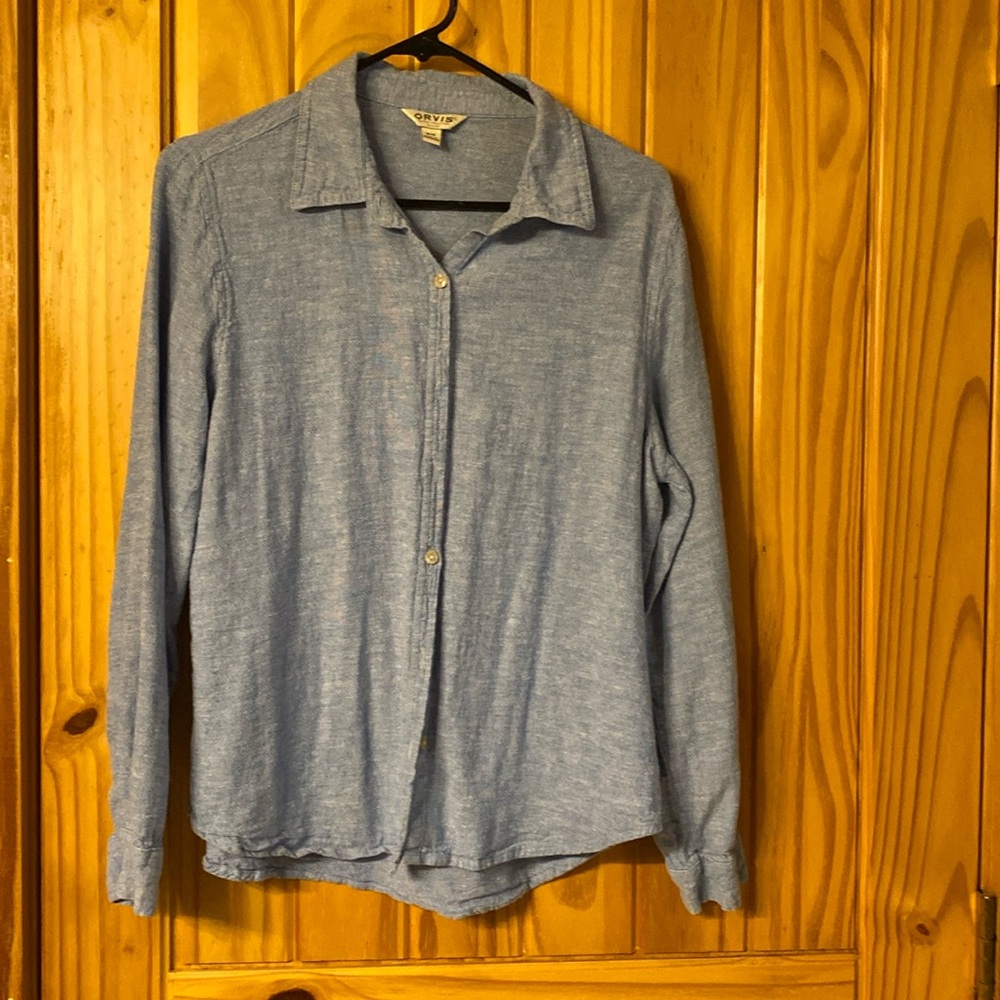 Orvis, men’s medium 55% linen, 45% Rayon button down shirt